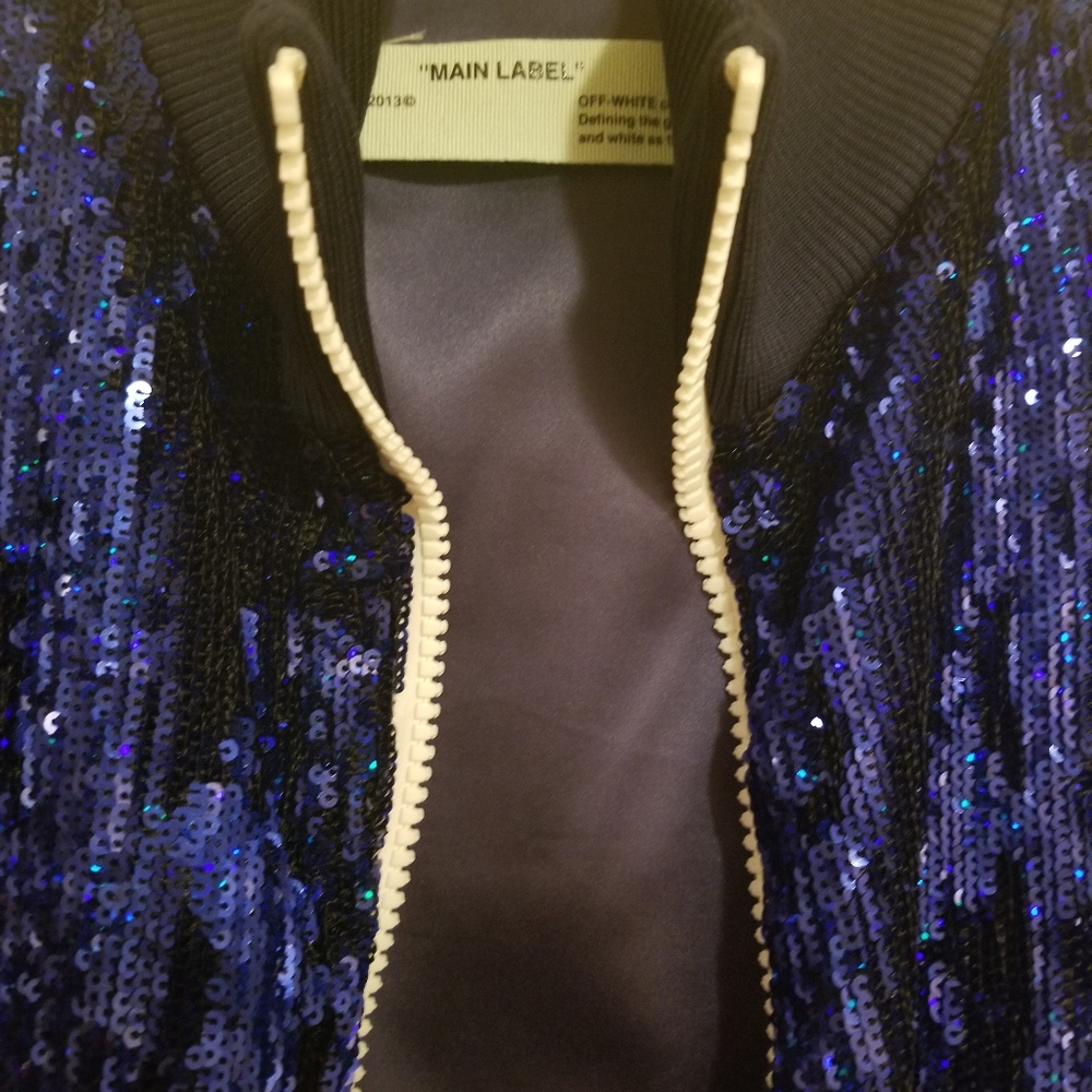 Off-White Blue Sequin Track Jacket - image 4